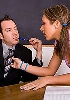 brunette sucking cock